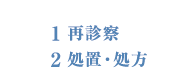 1.再診察・2.処置・処方